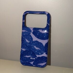 BRAND NEW Blue Lips Kiss Glitter Phone Case iPhone 17 Pro